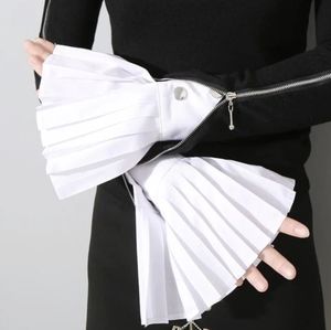 WHITE Marigold Shadows Pleated Wrist Cuffs Cotton Bracelets